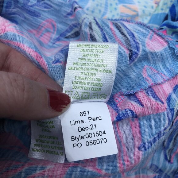 Lilly Pulitzer Etta V Neck Size XL Porto Blue Youve Been Spotted - Picture 8 of 8